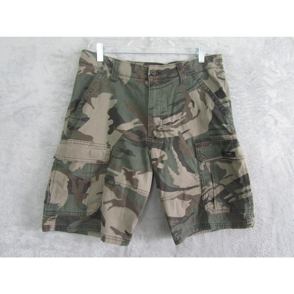 Wrangler Men's Relaxed Fit Cargo Shorts Camo Size‎ 32 Cotton Stretch Outdoor
